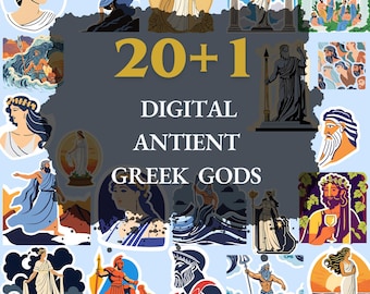 20+1 Aufkleber-Bundle mit antiken griechischen Göttern, griechische Kunst