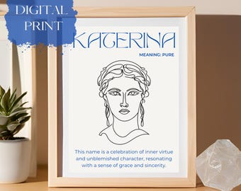 Personalisierter griechischer Name Kunstdruck, Minimalistisches Wanddekor (Digitaler Download)