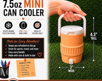 Custom 7.5oz Micro Mini Can Cooler, 3D Printed Holder, Personalized Drink Cooler