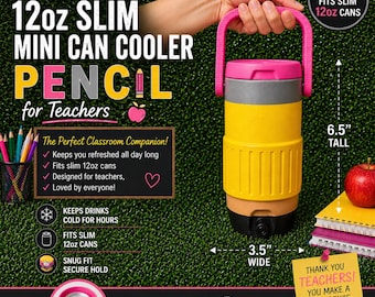 Ultimate 12oz Slim Mini Can Cooler "Pencil", 3D Printed Holder, Custom Drink Cooler