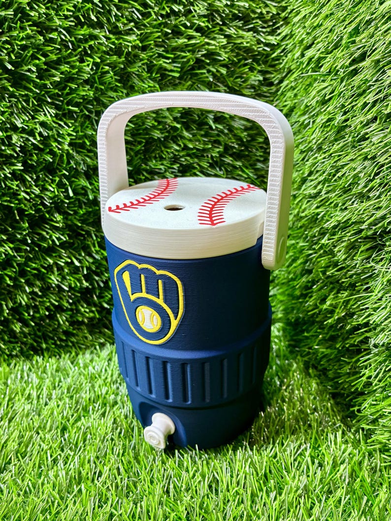 Milwaukee Brewers Baseball Fan Mini Can Cooler, 3D Printed Holder, Tailgate Drink Carrier image 2