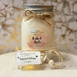 Coconut Soy Wax Candle & Car Diffuser Bundle | Phthalate-Free, Vegan Fragrance