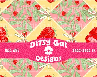 Strawberry Bow gele naadloze collage
