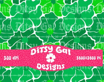 Groovy groene retro bloemen naadloos