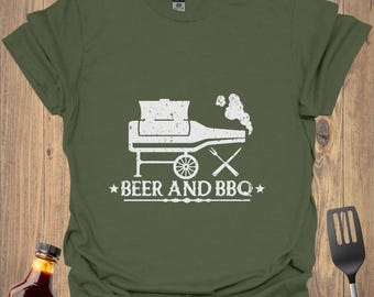 Funny BBQ T-Shirt: Beer & Smoker Grill Master Tee