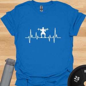 Funny Powerlifting Heartbeat T-Shirt: Unisex Gym Workout Tee