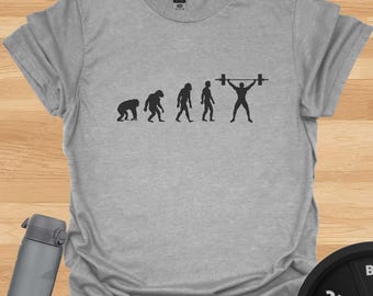 Evolution of Gym Man T-Shirt: Funny Fitness Workout Tee