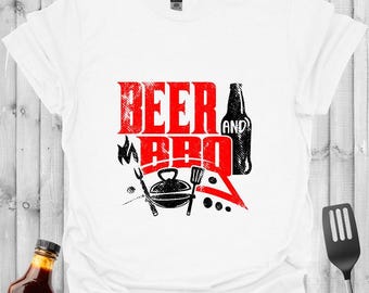 Maglietta vintage con scritta "Birra e barbecue": divertente regalo per un maestro della griglia