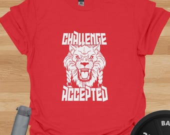 Battle Beast Inspired Gym T-Shirt - Invincible Workout Tee Challenge Accepted