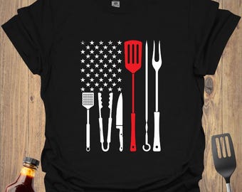American Flag BBQ T-Shirt: Patriotic Grill Master Gift