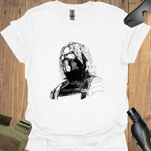 Winter Soldat Skizze Kunst T-Shirt: Comic Buch Superheld Fan Bekleidung