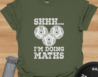 Camiseta engraçada para treino: "Shh, estou fazendo matemática", camiseta com humor para academia