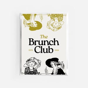 de brunchclubprint | retro vintage keukenkunst | keukenposter | print karrenwagen | print ontbijtclub | handgetekend keukendecor |