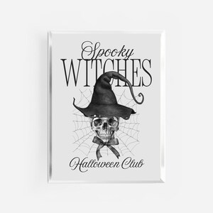 impressão do clube de halloween das bruxas assustadoras | impressão de esqueleto | impressão de halloween | decoração de outubro | impressão de bruxa | pôster de bruxa | pôster de halloween |