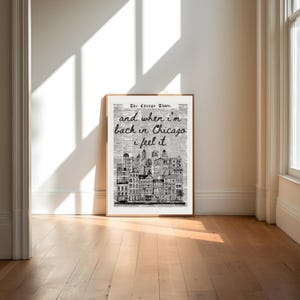 chicago poster | chicago print | end of beginning print | music lyrics wall art | travel print | when i’m back in chicago i feel it print |