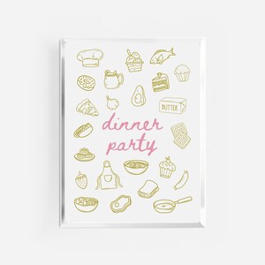 print diner | handgetekende keukenposter | barwagenafdrukken | trendy foodieprint | roze keukenkunst | eetkamerinrichting | preppy art