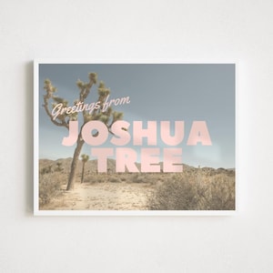 impression d'arbre Joshua | salutations imprimées | impression d'art du désert de Californie | carte postale rétro | art de paysage de paysage esthétique de californie à la mode