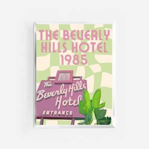 beverly hills hotel print | beverly hills retro vintage print | trendy collage print | dorm apartment decor | california poster | cali print