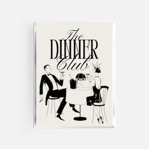 print dinerclub | retro vintage keukenkunst | keukenposter | print karrenwagen | print meisjesdiner | handgetekend keukendecor | neutrale kunst
