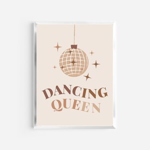 Impresión de la reina del baile / impresiones de los años 70 / póster de letras / impresiones de películas / arte disco / impresiones de bolas de discoteca / arte de pared neuronal / póster de la reina del baile