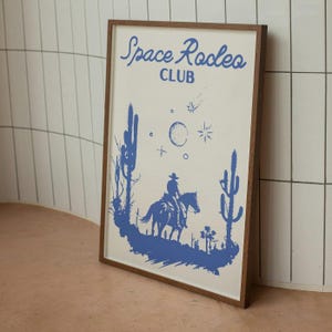 space rodeo club print | cowgirl poster | trendy cowgirl western vintage aesthetic print | cosmic cowgirl club art | western cowboy art |
