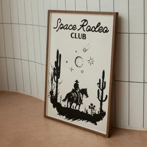 space rodeo club print | cowgirl poster | trendy cowgirl western vintage aesthetic print | cosmic cowgirl club art | western cowboy art |