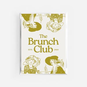 de brunchclubprint | retro vintage keukenkunst | keukenposter | print karrenwagen | print ontbijtclub | handgetekend keukendecor |
