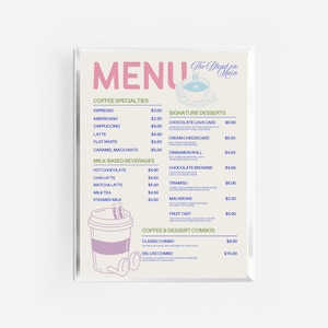 impressão de clube de café | impressão de menu de lanchonete retrô | arte de cafeteria | arte de parede de cozinha | impressão de jantar de menina | pôster de café | presente para amantes de café |