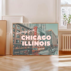stampa chicago illinois / poster chicago / saluti da chicago stampa / cartolina retrò stampa viaggio chicago illinois / paesaggio scenario