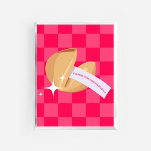 fortune cookie print | think big bitch poster | foodie kitchen bar cart | trendy checkered dorm apartment office motivational prints |