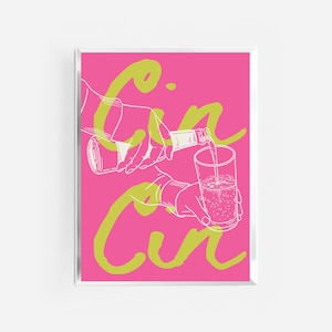 wydruk cin cin | kolorowy, maksymalistyczny plakat z koktajlem | wydruk z wózkiem barowym | wydruk z napisem „cheers” | wydruk z napisem „retro cocktail” | wydruk z napisem „drinki” | plakat do kuchni |