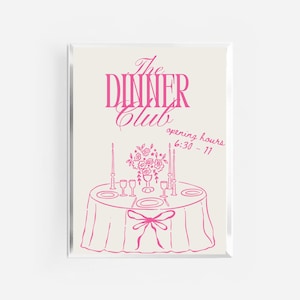 print dinerclub | retro vintage keukenkunst | keukenposter | print karrenwagen | print meisjesdiner | handgetekend keukendecor | roze kunst
