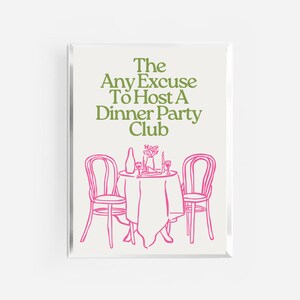 clubprint dinerfeest | retro vintage keukenkunst | keukenposter | print karrenwagen | print meisjesdiner | handgetekend keukendecor | roze
