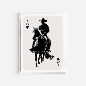 cowboy playing card print | vintage retro cowboy | rodeo cowboy | western print | cowgirl prints | trendy aesthetic | western decor |