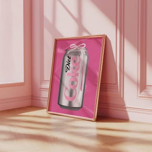 impressão de Coca-Cola Diet | impressão de Coca-Cola Diet Coquette | impressão de carrinho de bar | decoração de cozinha | impressão de amante de Coca-Cola fofa e moderna | arte de parede rosa feminina e elegante |