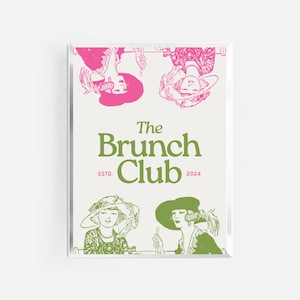 de brunchclubprint | retro vintage keukenkunst | keukenposter | print karrenwagen | print ontbijtclub | handgetekend keukendecor |