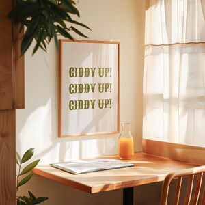 giddy up print | cowgirl cowboy typography print | rodeo wall art | western prints | western art | green preppy wall art | texas arizona art