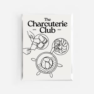 Clubprint charcuterie | retro vintage keukenkunst | keukenposter | print karrenwagen | print meisjesdiner | handgetekend keukendecor | roze