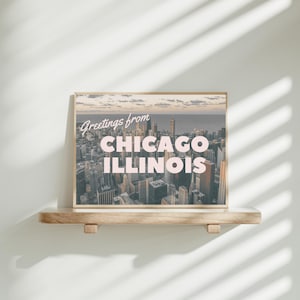 saudações de cartaz de chicago | impressão de chicago | fotografia de chicago | impressão de viagem de chicago | presente de chi town | impressão de cartaz de cartão postal de illinois