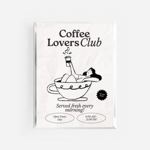 コーヒー クラブ キッチン プリント | キッチン ポスター | コーヒー ポスター | キッチン プリント | コーヒー ラバー クラブ ギフト | コーヒー バー ウォール アート | コーヒー アート |