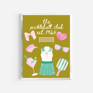 pickleball club print | sports poster | retro trendy preppy aesthetic prints | pickleball poster | pickle gifts | country club art | sporty