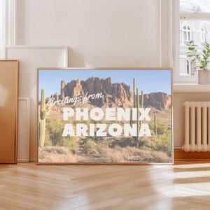 phoenix arizona print | greetings from poster | retro phoenix postcard print | phoenix arizona travel print | desert landscape scenery art