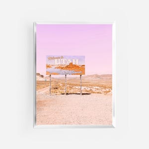 welcome to utah print | vintage photography poster | retro utah southwestern western desert print | utah wall art | pink utah decor | utah