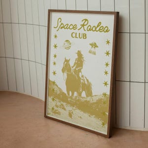 space rodeo club print | cowgirl poster | trendy cowgirl western vintage aesthetic print | cosmic cowgirl club art | western cowboy art |