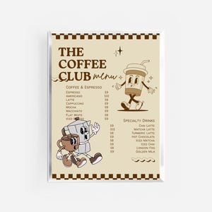 impressão de clube de café | impressão de menu de café retrô | arte de bar de café | arte de parede de cozinha | impressão de clube de café | pôster de café | presente para amantes de café |