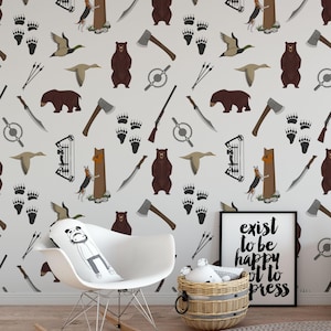 Bear in the Woods Removable Kid Wallpaper