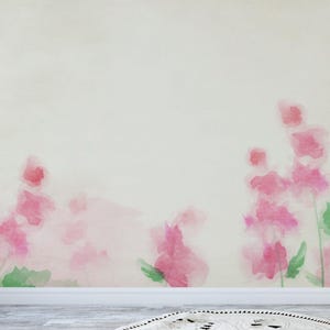 Blush Blooms Watercolor Pink Flowers Wall Mural