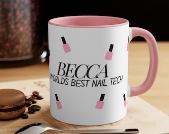 Personalised Nail Tech Mug | Salon Christmas Gift, Custom Name
