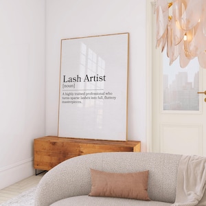 Poster med definitionen av fransartist | Väggkonst med fransteknik | Dekoration för ögonfransförlängning