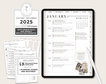 2025 Oasis Student Academic Digital Planner: Daily weekly monthly agenda journal prompts for GoodNotes